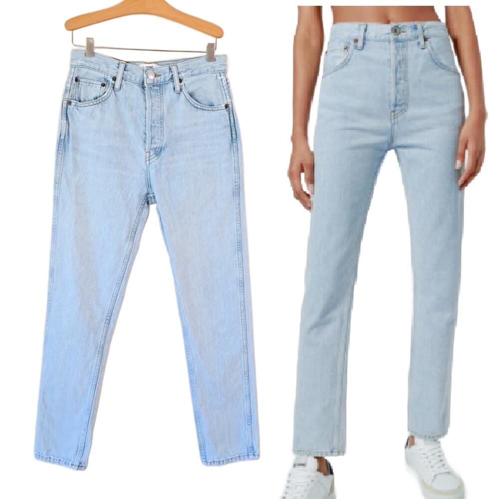 RE/DONE 50s Cigarette Pant Jeans Aged Light High Rise Drawstring 26 Distressed